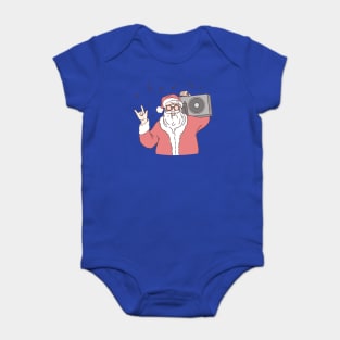 Santa Claus listening to music Rock Musical notes Glasses Baby Bodysuit